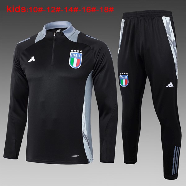 Niños Sudadera De Training Italia 2024-25 Negro Gris 3